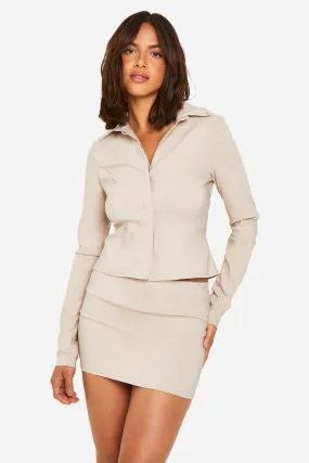 Super Stretch Fitted Shirt & Micro Mini Skirt