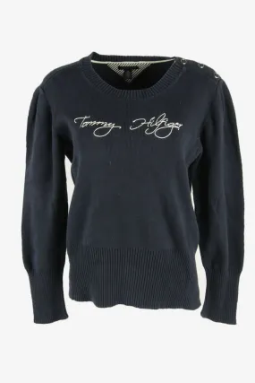 Tommy Hilfiger Jumper Vintage Crew Neck Pullover 90s Navy Size XL - Pepper Tree London